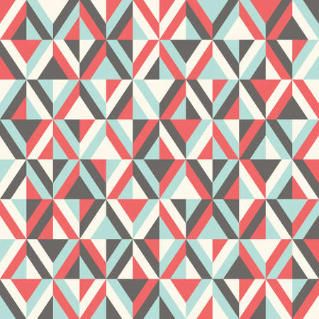 Retro Mod Style Vector Seamless Pattern with Red and Brown Diamonds on Cream Background. Stylish...