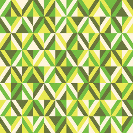 Retro Mod Style Vector Seamless Pattern with Acid Yellow and Brown Diamonds on Green Background....