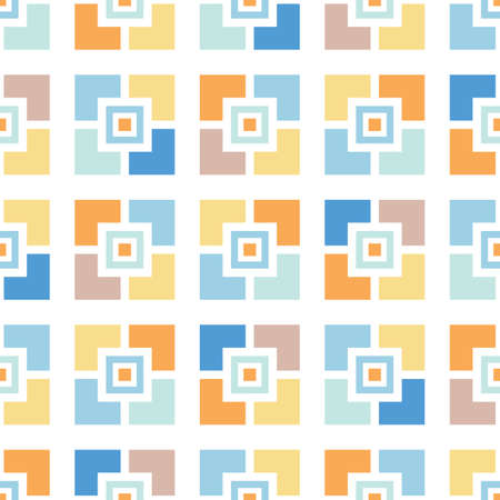 Retro Mosaics Tiles Vector Seamless Pattern. Whimsical Trendy Summer Pool Geometric Background....