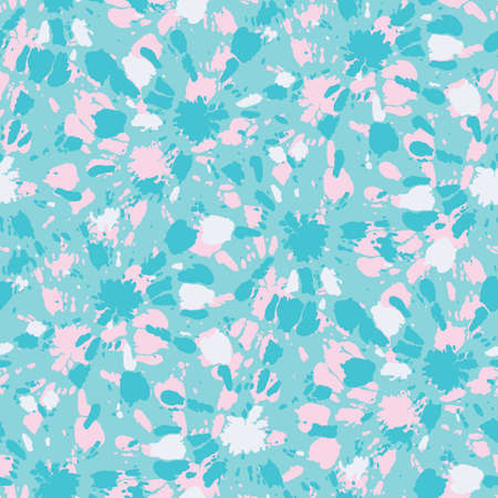 Colorful Aqua and Pink Tie-Dye Shibori Sunburst Circles Vector Seamless Patternのイラスト素材