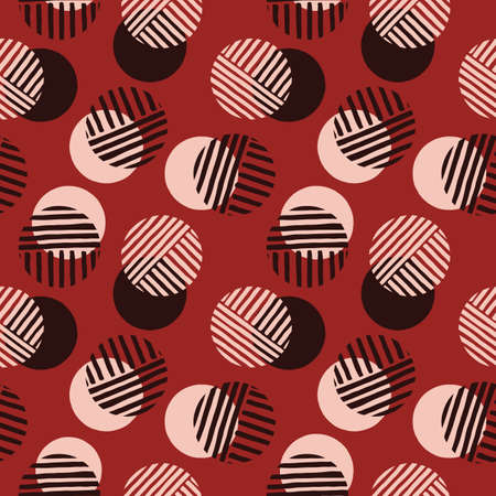 Exaggerated Retro Geo Dots Vector Seamless Pattern. Modern Abstract Dusty Pink Circles Backgroundのイラスト素材