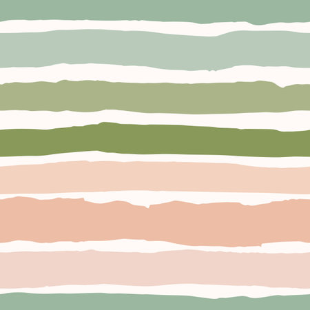 Horizontal Rugged Organic Stripes Vector Seamless Pattern. Hand Drawn Pink and Green Minimalistic Print. Summer Designのイラスト素材