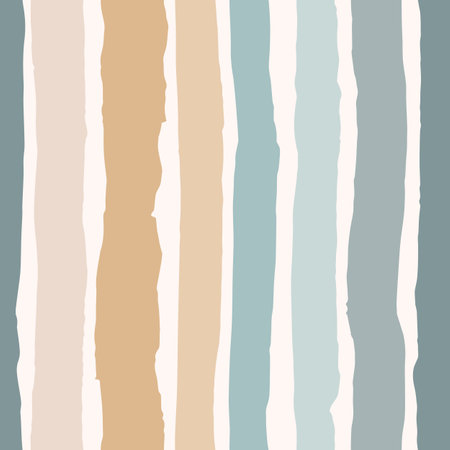 Horizontal Rugged Organic Stripes Vector Seamless Pattern. Hand Drawn Pink and Green Minimalistic Print. Summer Designのイラスト素材