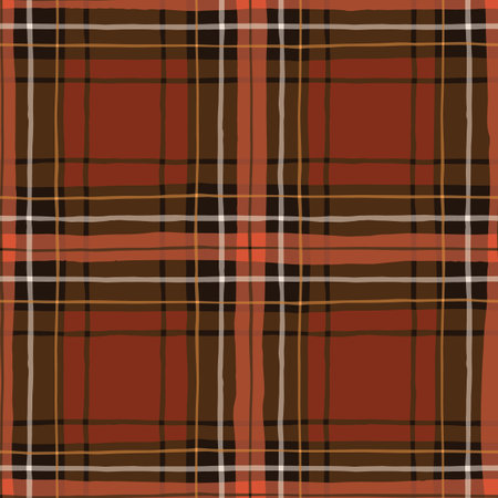 Festive Hand-Drawn Checked Vector Seamless Pattern. Classic Style with Watercolor Effect. Christmas Tartan Plaid.のイラスト素材