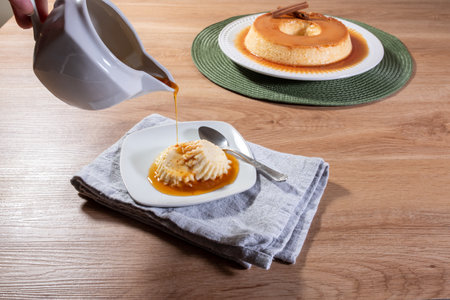 Condensed milk pudding with caramelized sauce.の写真素材