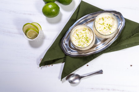Delicious lemon mousse. Refreshing and tasty dessert.の写真素材