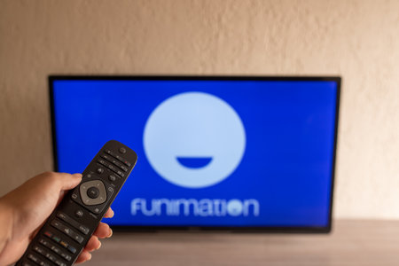 Brazil, Rio de Janeiro - May 19, 2023:  In this photo illustration the Funimation Productions logo...