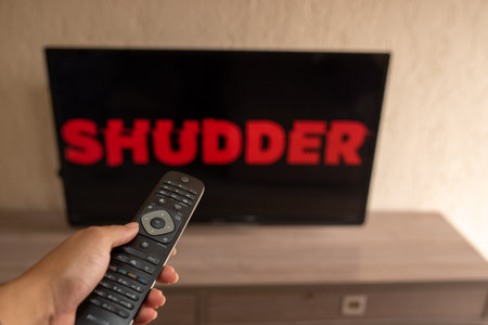 Brazil, Rio de Janeiro - May 19, 2023: In this photo illustration, the Shudder logo tv stream in the...