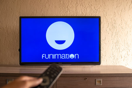 Brazil, Rio de Janeiro - May 19, 2023:  In this photo illustration the Funimation Productions logo...