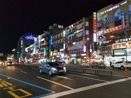 city street at nightのeditorial素材