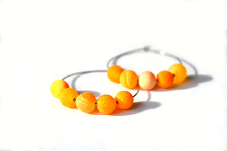 Hoop Earrings with Orange Agate Gemstone, Jewelry.