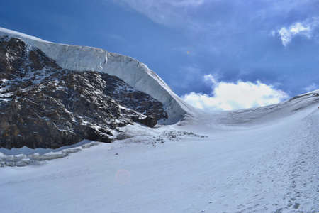 Gran Paradiso National Park, Italy. Climbing to the summit of Mount Gran Paradiso 4 061 m with cats...