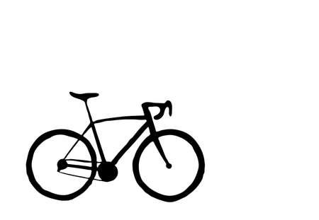 Hand drawn bicycle. Black bike isolated on white background. Vector Illustration.のイラスト素材