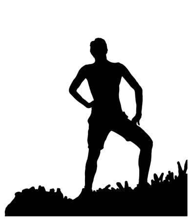 Black silhouette of man standing and posing, isolated on white background. Vector Illustration.のイラスト素材