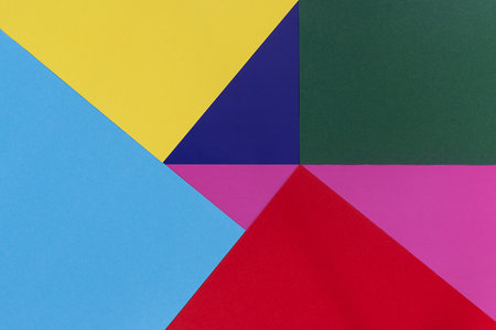 A background of six colors arranged at different angles. Abstract geometric background. A pattern of different colors. overhead viewの写真素材