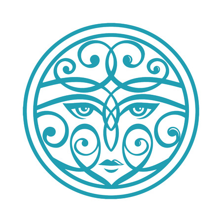 Ornamental woman face vector, detailed illustrations, great for fabric and textile, prints, phone case, coloring book, invitation, packaging, wallpaper, greeting cards.のイラスト素材