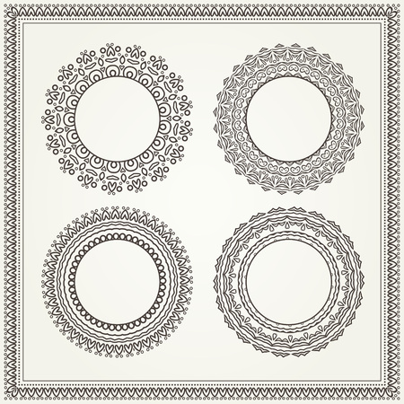 Vintage frames. Vector detailed illustration. Great for prints, invitation, packaging, greeting cards or any desired idea.のイラスト素材
