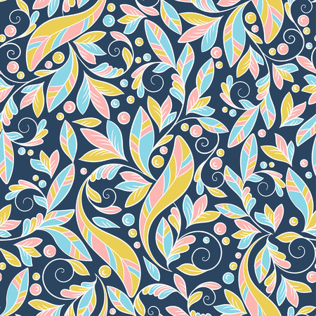 Leaf seamless pattern. Vintage ornament. Paisley elements. Great for fabric, invitation, flyer, menu, brochure, background, wallpaper, decoration, packaging or any desired idea.のイラスト素材