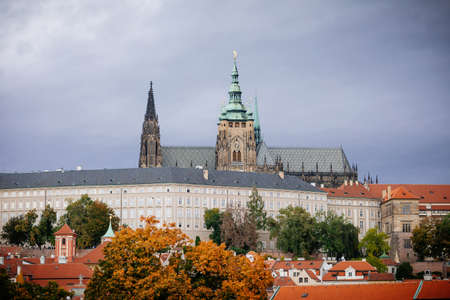 Remarkable view of Prague castle and old town from Vrtbovska garden. Mala Strana, Prague, Czech Repulic â October 05, 2017のeditorial素材