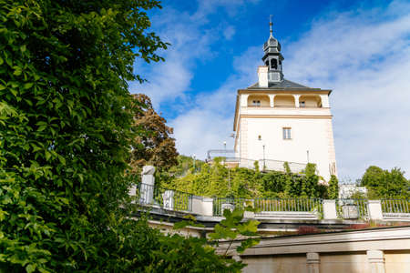 Castle Tower of Charles IV in the historical center, Karlovy Vary, Czech Republic â€“ June 06,...