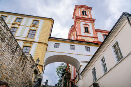 View from Jesuit stairs to Jesuit college and Church of the Annunciation, Litomerice, Czech...