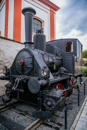 Small retro steam railway locomotive Krauss MÃ¼nchen manufactured in 1897, Litomerice, Czech...