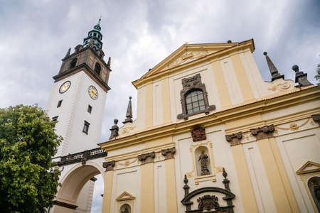 Baroque St. Stephens Cathedral with the tower at Domehill, Litomerice, Czech Republic. June 20, 2020のeditorial素材