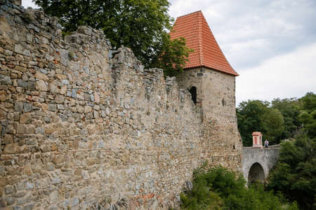 Medieval gothic castle Zvikov or Klingenberg on a rock above the confluence of the Vltava and Otava rivers, South Bohemia, Czech Republic, August 2, 2020のeditorial素材