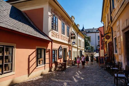 Old narrow street in Kutna Hora, Central Bohemian Region, Czech Republic, August 8, 2020のeditorial素材