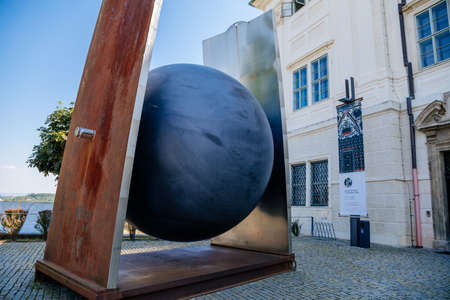 Early baroque historic building Jesuit College and Giant metal Ball in Kutna Hora, GASK - the Gallery of the Central Bohemian Region, Czech Republic, August 8, 2020のeditorial素材