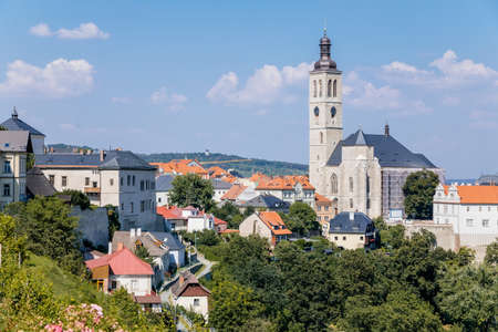 Panoramic view of Kutna Hora and Church of St. James (Kostel sv. Jakuba), Central Bohemian Region,...