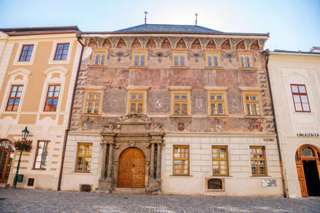 Exterior Frescoes of the historic house. Kutna Hora, Central Bohemian Region, Czech Republic, August 8, 2020のeditorial素材