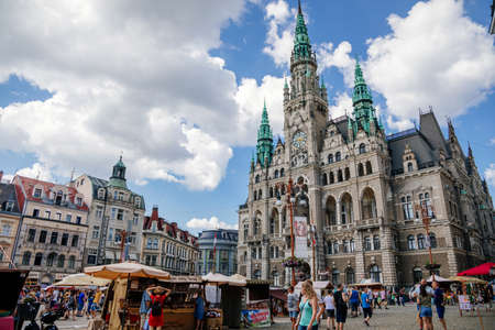 Neorenesance town hall, Square Dr. E. Benes, Liberec, North Bohemia, Czech republic, August 16,...