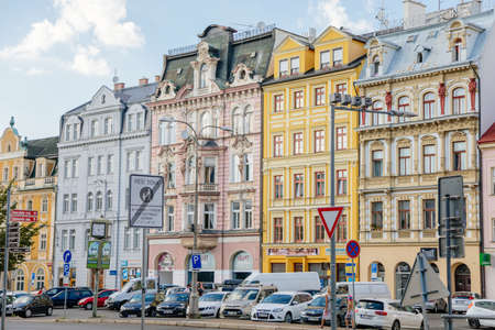 Historical buildings, old town steer, Liberec, North Bohemia, Czech republic, August 16, 2020.