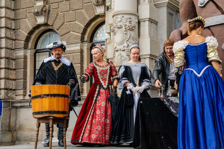 Alchemist wizard laboratory. Liberec Fair near neo-renaissance Town hall, Liberec, North Bohemia, Czech republic, August 16, 2020.のeditorial素材