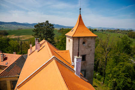 Ancient medieval gothic castle Grabstejn. Renaissance chateau, Chotyne, Liberec Region, Czech Republic, May 08, 2019のeditorial素材