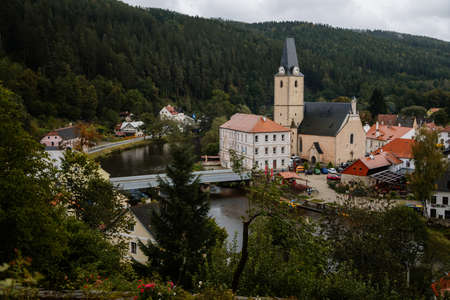 Small ancient town Rozmberk nad Vltavou, South Bohemia, Czech Republic, September 26, 2020