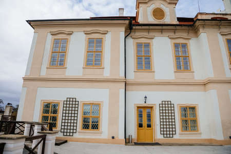 Loucen Rococo castle surrounded by a vast English park, Romantic baroque chateau and gardens with mazes and labyrinths in autumn day, Central Bohemia, Czech republic, November 17, 2020のeditorial素材