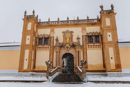 Church of Baroque monastery at Svata Hora, chapel on The Holy Mountain, Basilica minor and cloister...