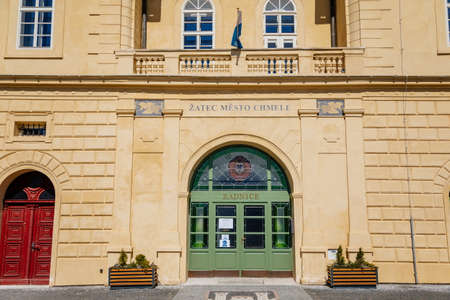 Medieval Yellow classic town hall at main Freedom square, renaissance and baroque historical...