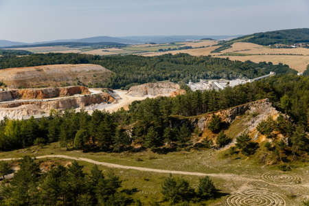 Koneprusy, Czech Republic, 24 July 2021: Deep opencast Limestone mine leaves great environmental...