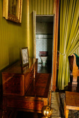 Valtice, Southern Moravia, Czech Republic, 04 July 2021: Castle interior with baroque wooden carved...