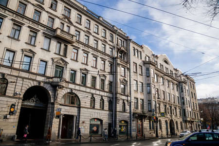Saint Petersburg, Russia, 18 October 2021: Profitable House of early 20th century in Art Nouveau...