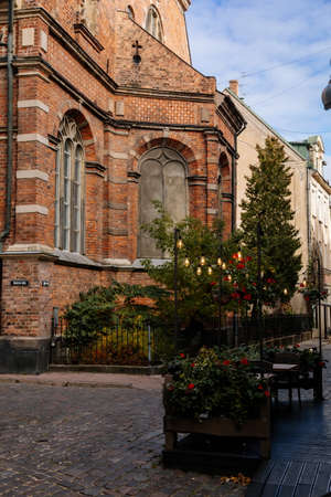 Riga, Latvia, 14 October 2021: John's Church, UNESCO heritage in Baltic states, Northern Gothic...