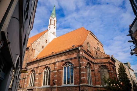 Riga, Latvia, 14 October 2021: John's Church, UNESCO heritage in Baltic states, Northern Gothic...