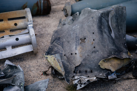 Prague, Czech Republic, 11 July 2022: Exhibition of Russian invasion weapons destroyed by Ukrainian defense on Letenske plani, war in Ukraine, self-propelled howitzer 2S19 Msta, high-explosive shellsのeditorial素材