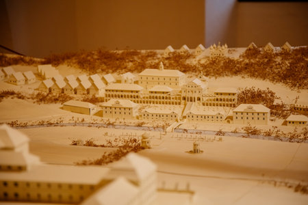 Kuks, Czech Republic, 8 October 2022: Baroque castle, historic interior of old museum, layout of the...