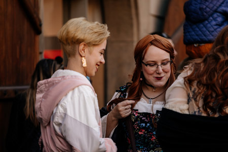 Prague, Czech Republic, 30 April 2023: Carodejnice festival or Walpurgis night, witch effigy is being carried to bonfire it will be burnt, spring welcoming ritual, Costumed men and women in streetsのeditorial素材