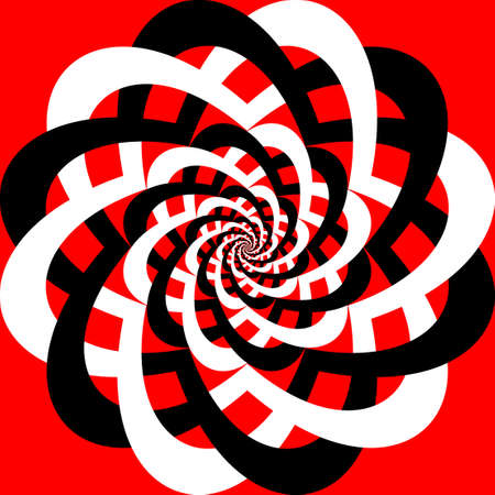 indian pattern, black and white abstract flower on red backgroundのイラスト素材