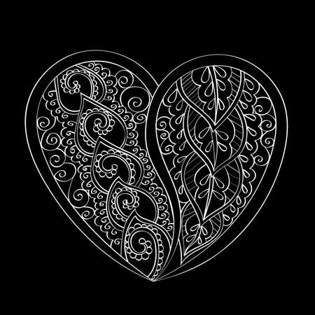 Hand-drawn vector mandala heart, abstract pattern, element for card.のイラスト素材